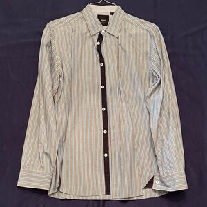 Boss Men's Blue Striped Dress Shirt